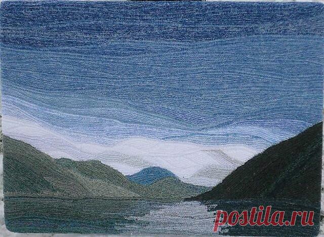 Картины, связанные спицами методом частичного вязания.