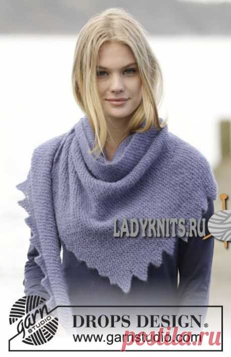 Вязаная спицами простая шаль &quot;Фиолетовый дракон&quot; от Drops Design. / ladyknits.ru