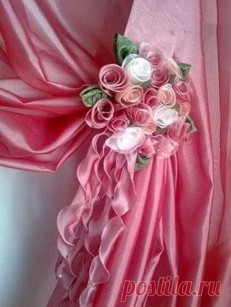 Букет роз: изящный подхват для штор