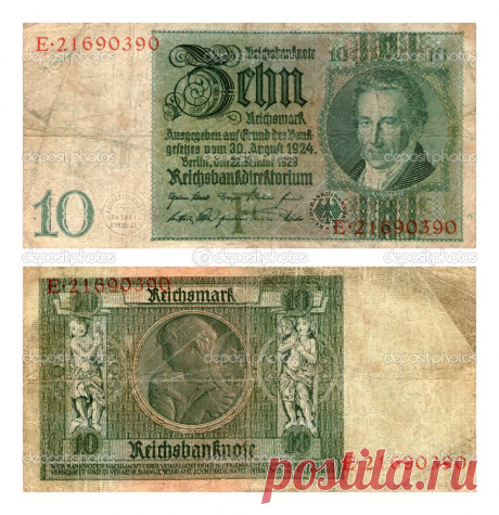 Reichsbanknote, ten marks, Germany, 1929 — Stock Image © Vadim Vyazovikov #38970333