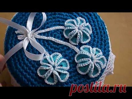 Простой объемный цветок крючком МК