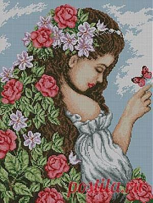 Дочь весны. Вышивка крестом..