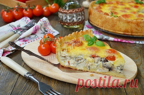 ОТКРЫТЫЙ ПИРОГ «КИШ ЛОРЕН» С КУРИЦЕЙ И ГРИБАМИ