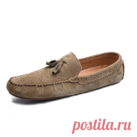 Men Tassel Decor Leather Comfy Non Slip Slip On Loafers Casual Driving Shoes - US$47.74