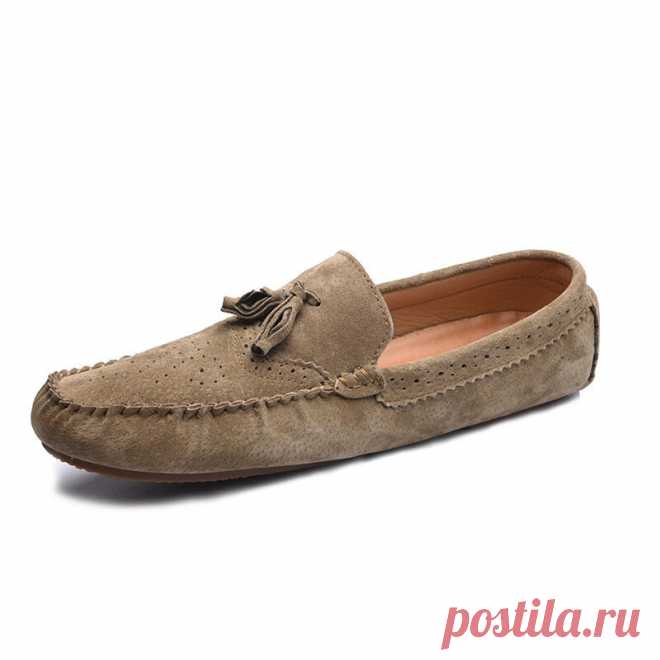 Men Tassel Decor Leather Comfy Non Slip Slip On Loafers Casual Driving Shoes - US$47.74