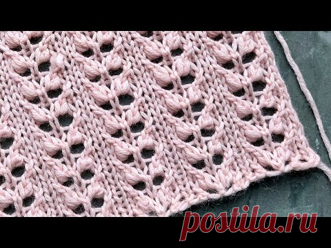 Изумительный ажурный узор спицами Смородина для вязания джемперов,  косынок