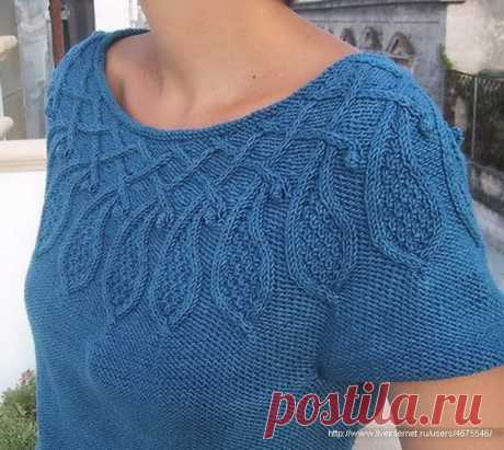 КОФТОЧКА С КРУГЛОЙ КОКЕТКОЙ (Вязание спицами)