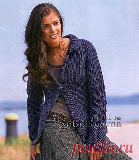 женский жакет с узором из сот