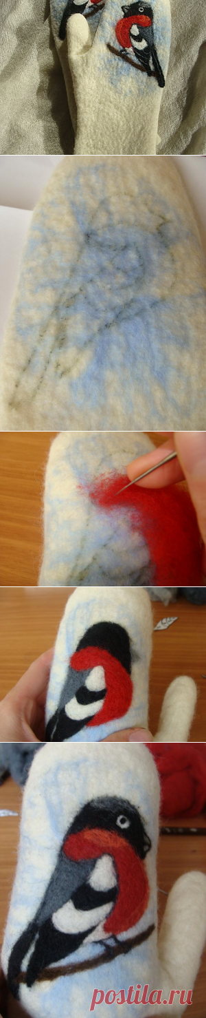 Рисунок на варежки "Снегири" - Ярмарка Мастеров - ручная работа, handmade