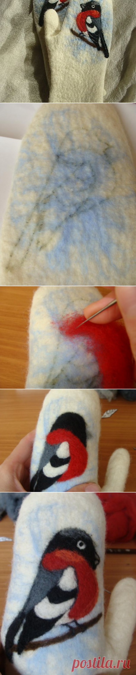 Рисунок на варежки &quot;Снегири&quot; - Ярмарка Мастеров - ручная работа, handmade