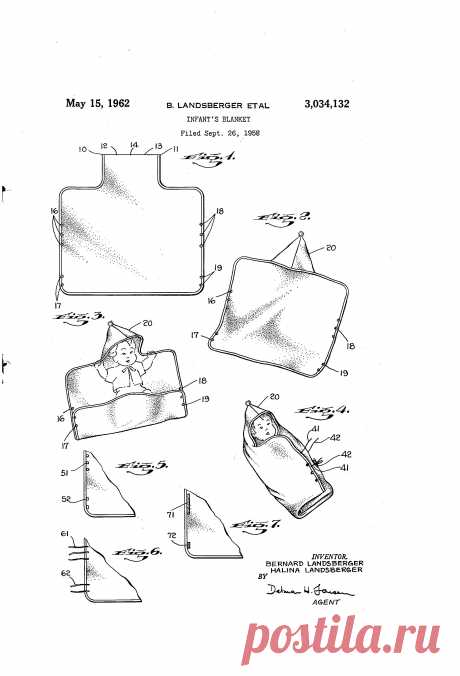 Патент US3034132 - Infant's blanket - Google Патенты