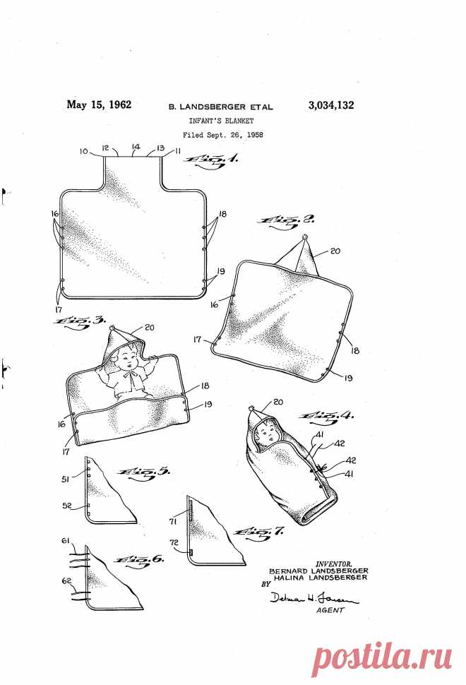 Патент US3034132 - Infant's blanket - Google Патенты