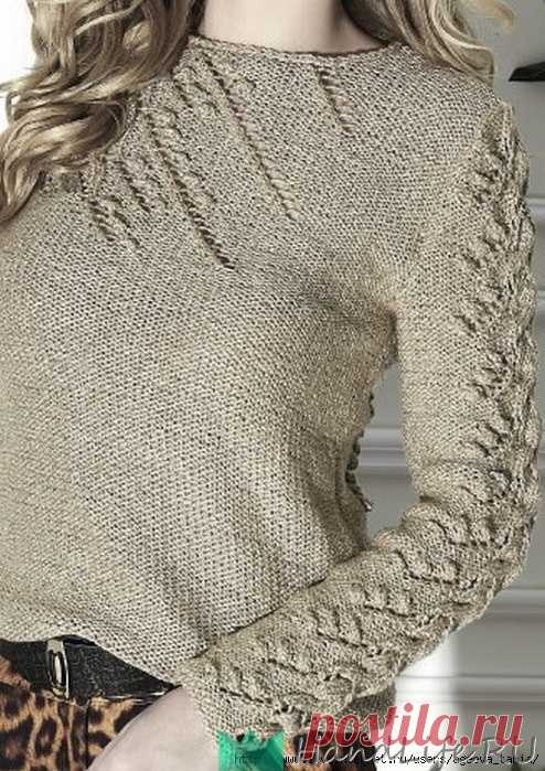 Изящный пуловер спицами