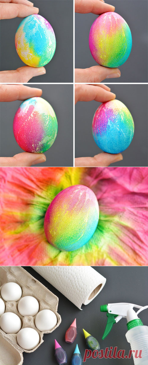 Красим яйца на Пасху по-новому с помощью пищевых красителей и салфетки