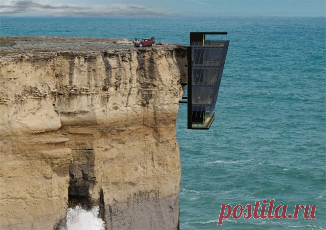 Архитектурные решения для мизантропов — Мой дом
Cliff House от австралийского архитектурного бюро Modscape — это в прямом смысле дом на скале. Пятиэтажное здание будто насажено на внешнюю оконечность обрыва: к горе строение крепится стальными штифтами. В доме на скале — комнаты с панорамным остеклением и видом на Тихий океан. На верхнем уровне предусмотрено даже парковочное место. Cliff House расположен не просто на краю, а за краем земли: снизу только волны, а суша осталась в нескольких сантим