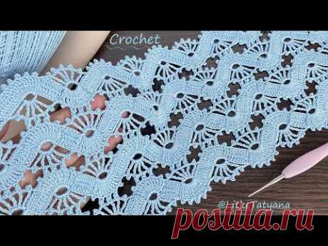 Красивый УЗОР КРЮЧКОМ "Волны" ВЯЗАНИЕ для начинающих 💎SUPER EASY Pattern Crochet for beginners💎