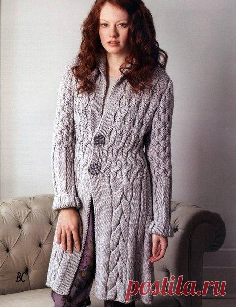 Кардиган узором из кос связанный спицами. Как связать длинный кардиган спицами | Я Хозяйка