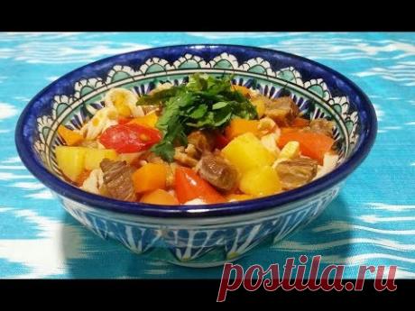 Лагман по узбекски /Нарезной лагман / Кесма лагмон