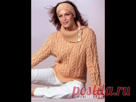 ЖЕНСКИЙ ВЯЗАНЫЙ СВИТЕР СПИЦАМИ - фото - 2017 / Women Knitted Sweater knitting needles photo/Pullover