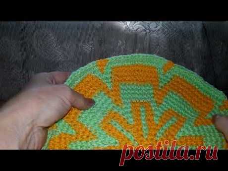#Вязаниекрючком #жаккардкрючком по кругу