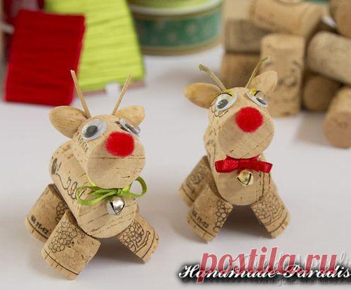 Собачки из винных пробок