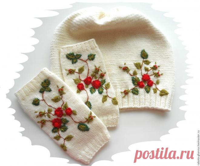 Вязаные комплекты из шапок и перчаток с вышивкой: великолепные идеи — Сделай сам, идеи для творчества - DIY Ideas