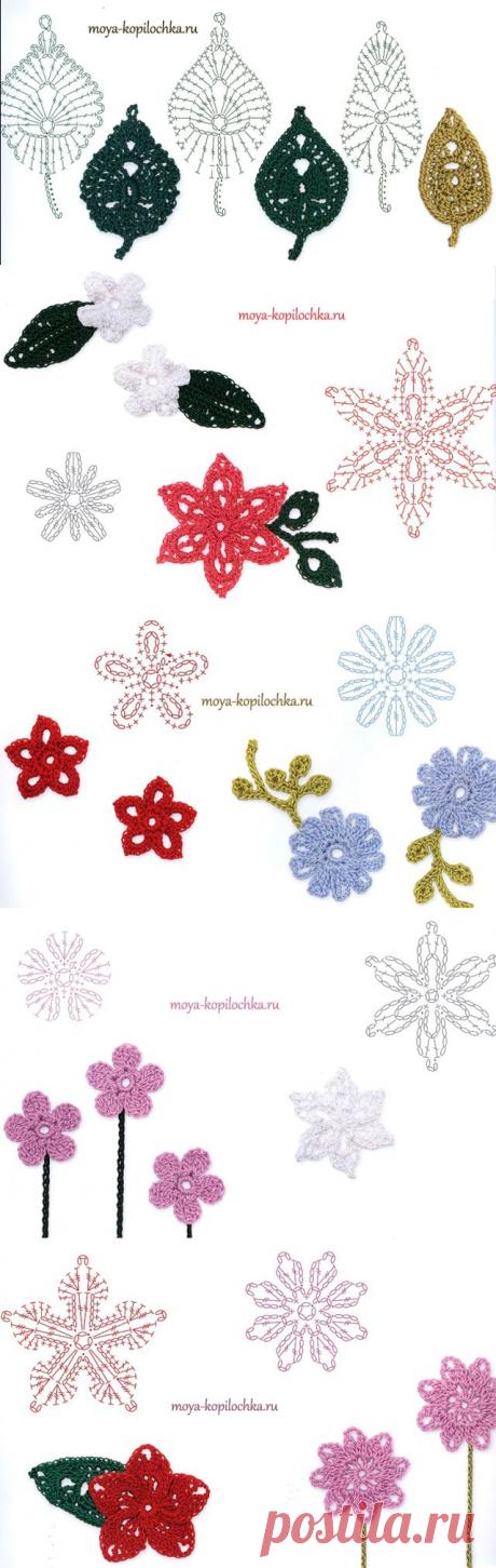 Вязаные цветы. 100 цветочных мотивов для вязания крючком со схемами | Подружки