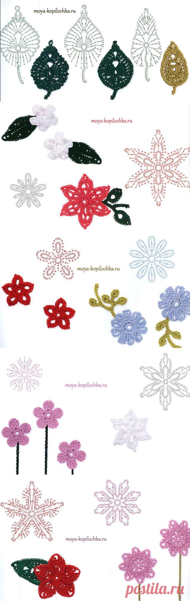 Вязаные цветы. 100 цветочных мотивов для вязания крючком со схемами | Подружки
