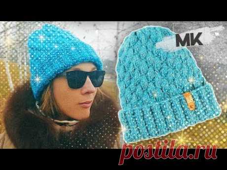 ЯРКАЯ ШАПКА С ПАЕТКАМИ / Подробный МК по вязанию стильной зимней шапки спицами