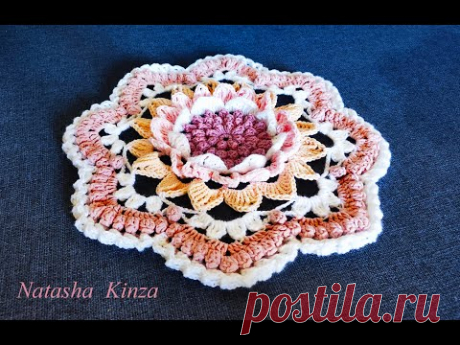 Роскошный мотив для САЛФЕТКИ, КОВРА, ПЛЕДА, СКАТЕРТИ, СИДЕНЬЯ../youtube crochet for beginners