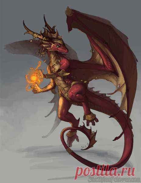 Red Dragon Girl A female anthro red dragon displays her mastery over fire magic. This is the red dragon girl done for the October Winner of Facebook Fans Appreciation Sweepstake on https://www.facebook.com/TheSixthleafclover.