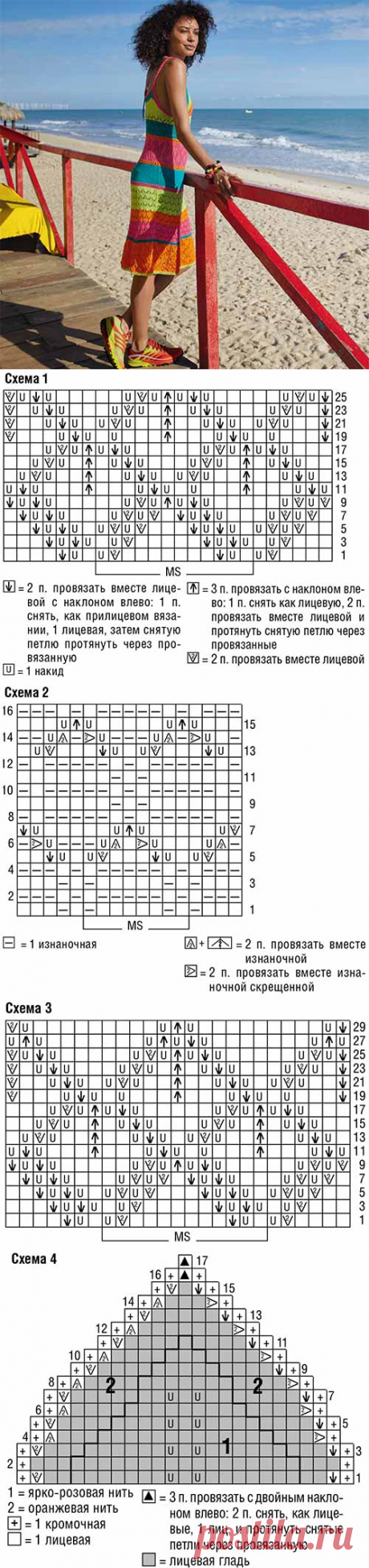 Ажурное платье в яркую полоску