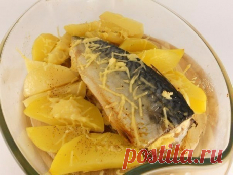 ЗАПЕЧЕННАЯ СКУМБРИЯ С СЫРОМ 

Скумбрия, запеченная с сыром, - нежная и очень вкусная рыбка! Сыр и чеснок придают рыбе неповторимый аромат. Я запекала скумбрию вместе с дольками картофеля, предварительно отварив их на пару. Картофель можно и обжарить. Необычно и очень вкусно! 

Для приготовления запеченной скумбрии с сыром понадобится: 

- скумбрия свежезамороженная - 1 шт.; 
- сырок плавленый (хорошего качества) - 1 шт.; 
- лук репчатый - 0,5 шт.; 
- чеснок - 1-2 зубчика; ...