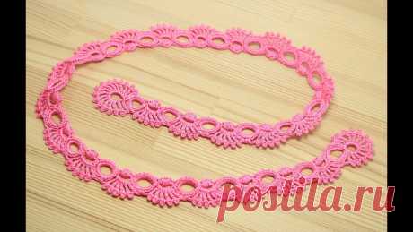 Кайма для ирландского кружева - урок вязания крючком - crochet irish lace Мотив для ирландского кружева - оформление края изделия. Вязание крючком  кружевной тесьмы для обвязки изделия. Вязание крючком ленточного кружева. Crochet L...