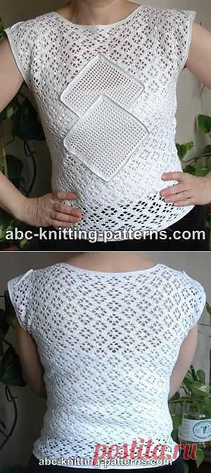 ABC Knitting Patterns - Lace Summer Top with Filet Inserts.