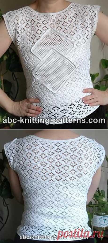 ABC Knitting Patterns - Lace Summer Top with Filet Inserts.