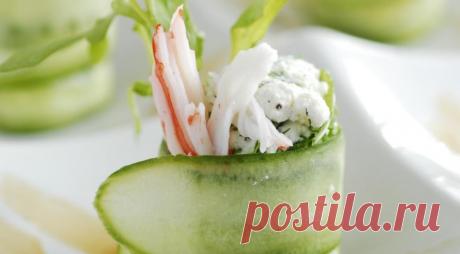 Огуречные рулеты с крабовыми палочками. Пошаговый рецепт с фото на Gastronom.ru