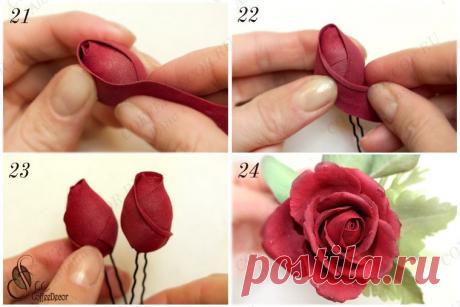 МК фоамиран: Основа для розы на шпильке