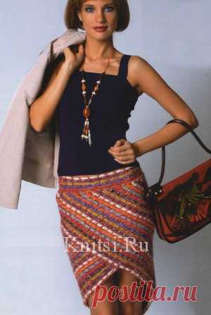 Полосатая юбка с запахом. Вязание для женщин / Юбки / Крючком