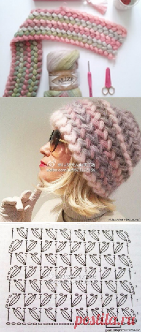 Красивый узор елочкой пышными столбиками