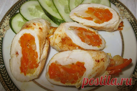 Куриные рулетики с овощной начинкой — Моя кухня