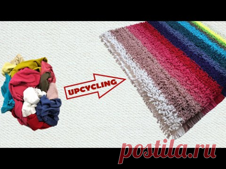 Коврик из старых футболок - красивая утилизация