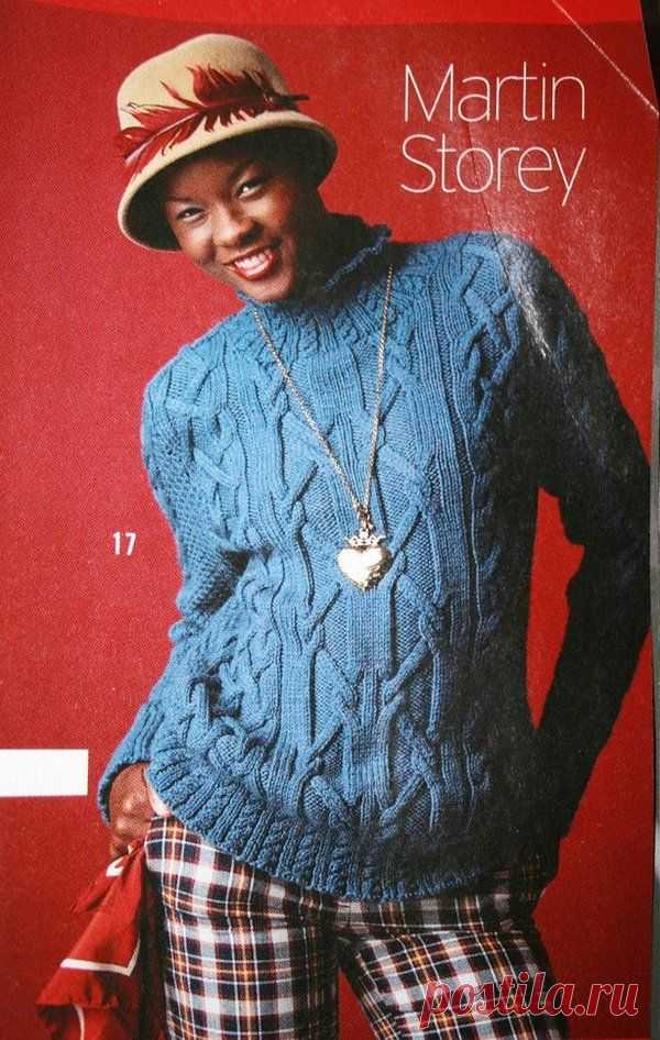 Свитер синий с аранами от Vogue Knitting, Holiday 2007 / Вязание спицами / Вязание для женщин спицами. Схемы