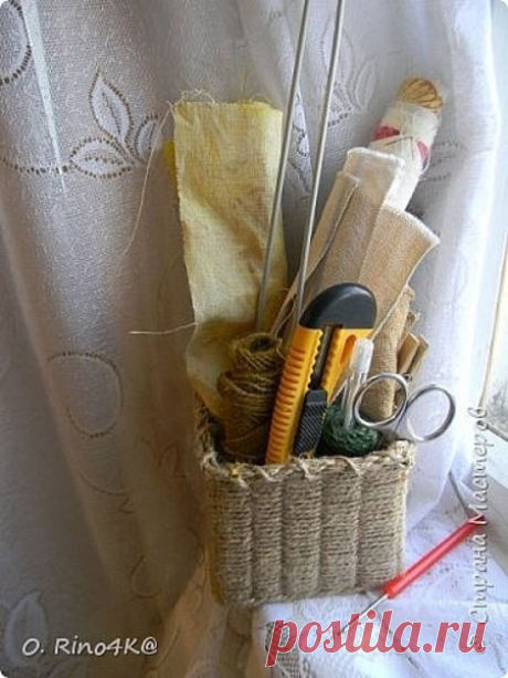 Корзиночка из бечевки и картона