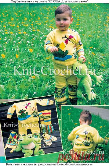 Костюм с рисунками "лягушонок" спицами. - Малышам на спицах - Вязание спицами - Каталог статей - Вязание спицами и крючком