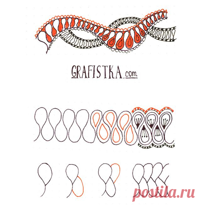 Дудлинг узор для начинающих 05 по шагам
