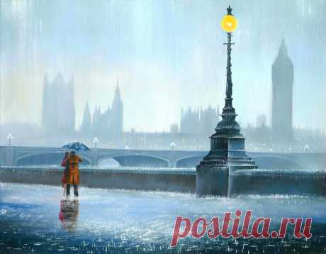 Художник, рисующий дождь