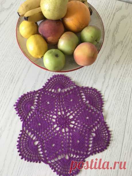 Сиреневая салфетка крючком. Схема. / knittingideas.ru