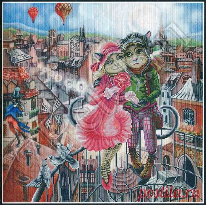 Любовь в Париже CP1156 (1156-CP). Вышивка нитками > Нова Слобода > Животные. Love in Paris