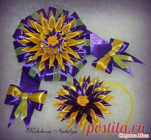 Мой первый Бант на выписку для новорожденного ребенка и ободочек для его мамочки... - Канзаши - Страна Мам